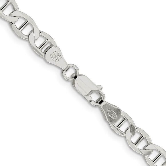 5.7mm Sterling Silver Hollow Flat Anchor Chain Necklace, 24 Inch - Picture 3 of 8